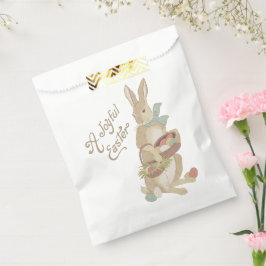 Sacolinha Coelho de Páscoa com Vintage de Aquarela com Ovos 