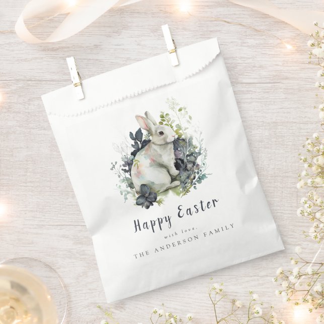 Sacolinha Coelho de Páscoa Floral em Aquarela (Cortado)