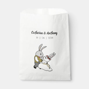Sacolinha Coelhos rústicos no saco do favor do casamento da