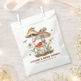 Sacolinha Cogumelo e Insetos Chá de fraldas Favor Bag | Wood