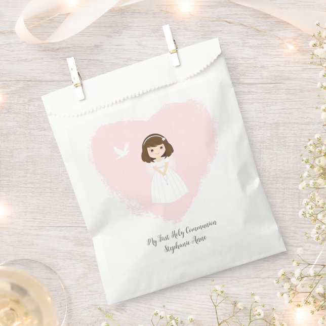 Sacolinha Communion Dove Brunette Girl (Cortado)