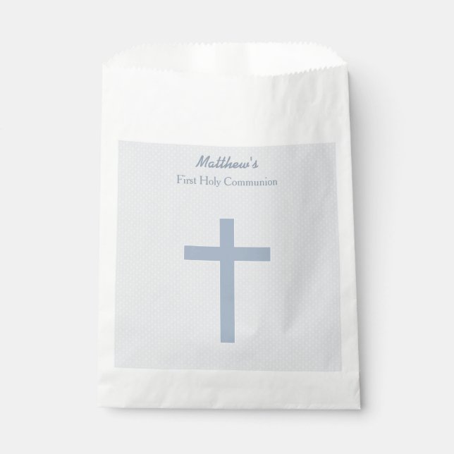 Sacolinha Communion Pastel Blue Cross (Frente)