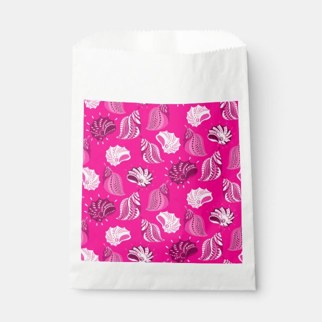 Sacolinha conchas cor-de-rosa oceano de praia (Frente)