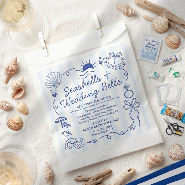 Sacolinha Conchas Marinhas & Sininhos de Casamento Kit de Re (Criador carregado)