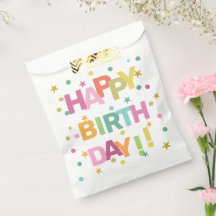 Confetes e Estrelas de Texto Colorido Feliz Aniver