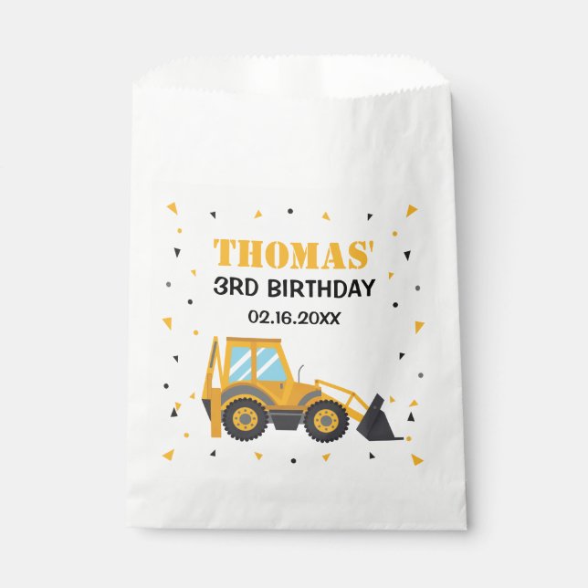 Sacolinha  Construction birthday excavator truck Favor Bag  (Frente)