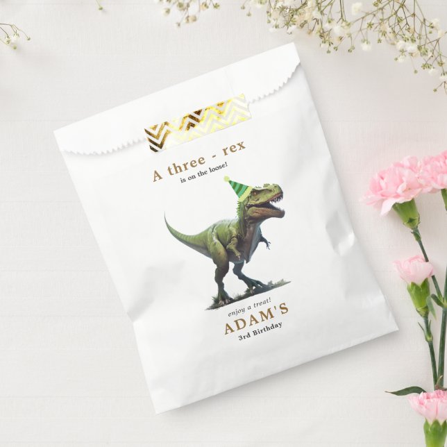 Sacolinha Convite de Aniversário de Dinossauro, Três rex de  (Selado)
