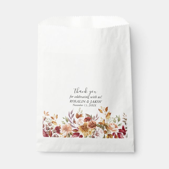 Sacolinha Convite de Casamento Floral Boho Blush (Frente)