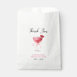 Sacolinha Convite de Chá de Noiva Laço Rosa Cocktail Moderno