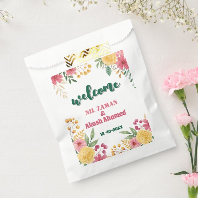 Sacolinha Convite de Chás de Cozinha com Nome Duplo Floral E (Selado)