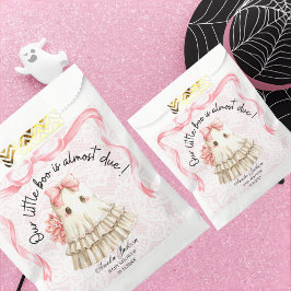 Sacolinha convite para chás de fraldas de fantasma fofo rosa