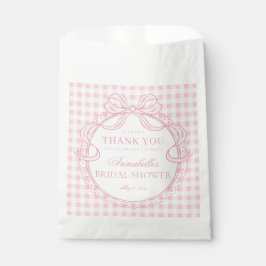 Sacolinha Coquete Gingham Rosa com Laço Sobremesa Chá de Noi