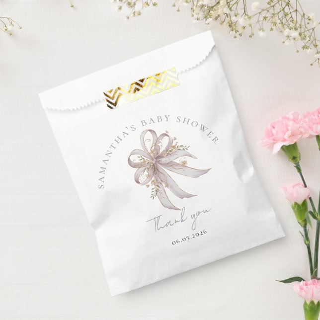 Sacolinha Coquette purple bow baby shower  (Selado)