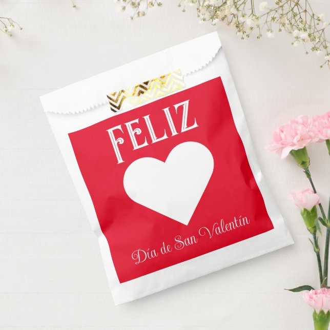 Sacolinha Coração Branco Espanhol de Feliz dia de os namorad (Selado)