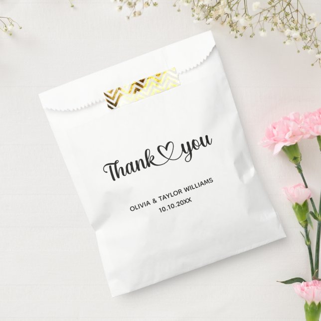 Sacolinha Coração de Agradecimento Preto e Branco Minimalist (Selado)