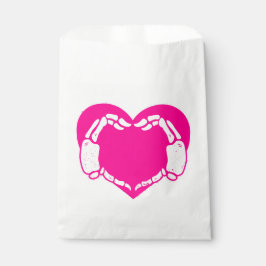 Sacolinha coração esqueleto mãos gótica namorados rosa