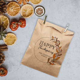 Sacolinha Coroa de Folhas e Frutas de Doodle Dia de Ação de 