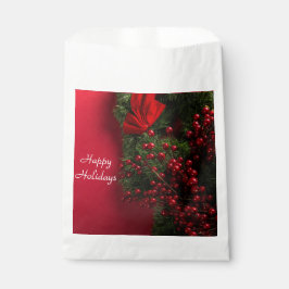 Sacolinha coroa de natal com amoras vermelhas