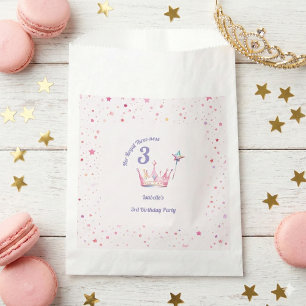 Sacolinha Coroa de Princesa 3º Aniversário Realeza Tripla