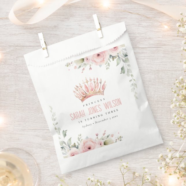 Sacolinha Coroa princesa rosa e bonita Tiara Aniversário Flo (Cortado)