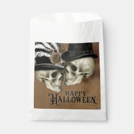 Sacolinha Crânios Góticos no Chapéu Vintage Halloween
