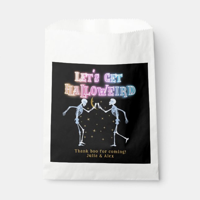 Sacolinha Crânios Neon Halloween Halloweird Esqueletos Dança (Frente)