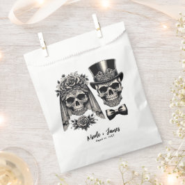 Sacolinha Creme Preto e Dourado Vintage Esqueleto Casamento