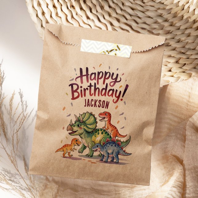 Sacolinha Crianças Personalizadas - Aniversário do Dinossaur (Criador carregado)
