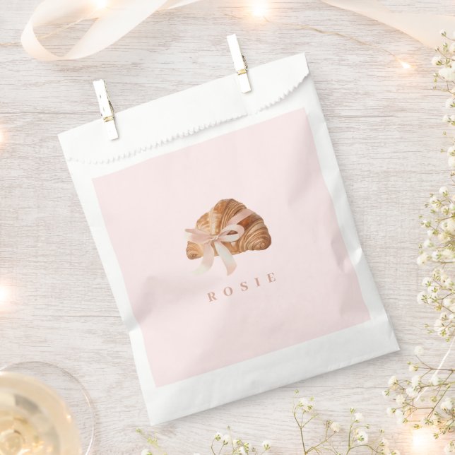Sacolinha Croissant Coquete Personalizado Fita Rosa (Cortado)