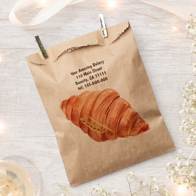 Sacolinha Croissant Logotipo Negócios Padaria Personalizada (Cortado)