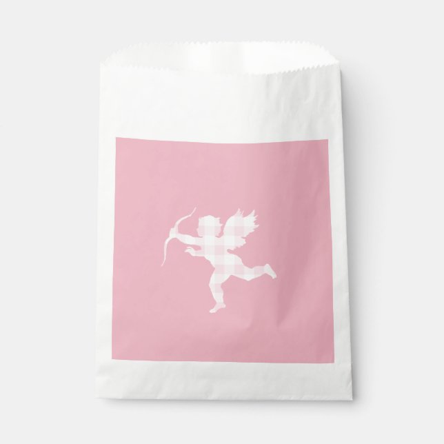 Sacolinha Cupido de Xadrez Rosa (Frente)