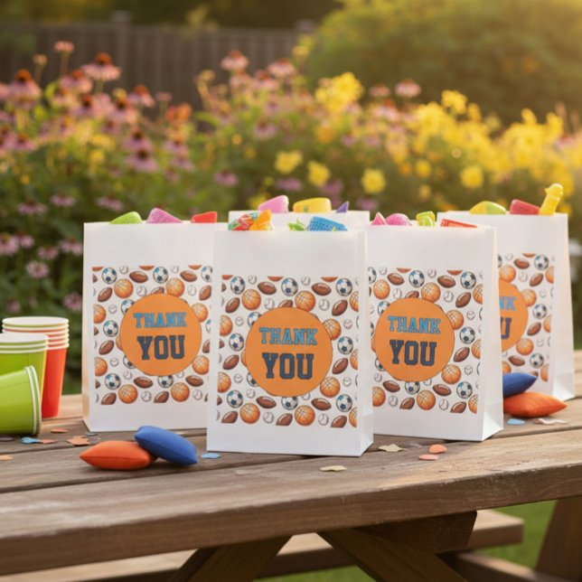 Sacolinha Custom Sports Balls Birthday Thank You Favor Bags (Criador carregado)