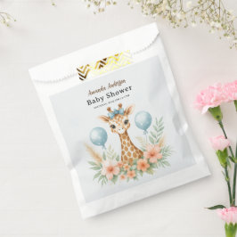 Sacolinha Cute Baby Giraffe Boy Baby Shower | Blue Safari