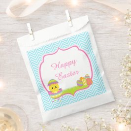 Sacolinha Cute Blue Chevrons Easter Chick Easter Egg Hunt