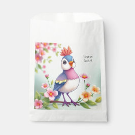 Sacolinha Cute Blue Pink Bird Floral Favor Bags