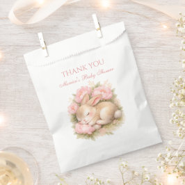 Sacolinha Cute Bunny Rabbit Pink Blush Peony Baby Shower