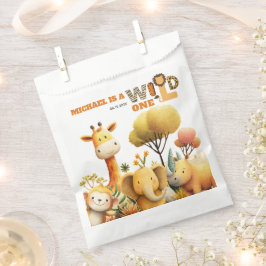 Sacolinha Cute Festive Safari Animals WILD ONE 1st Birthday