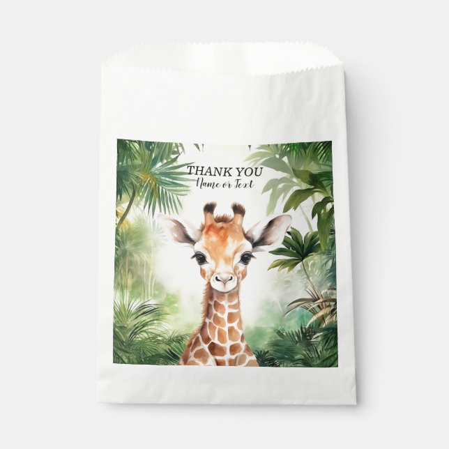 Sacolinha Cute Giraffe Jungle Baby Shower Party Beautiful (Frente)