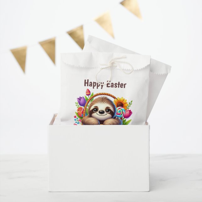 Sacolinha Cute Happy Easter sloth  (Festa)