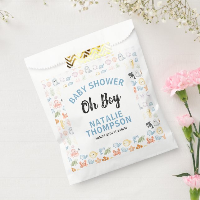 Sacolinha Cute Ocean Under the Sea Animal Baby Shower (Selado)