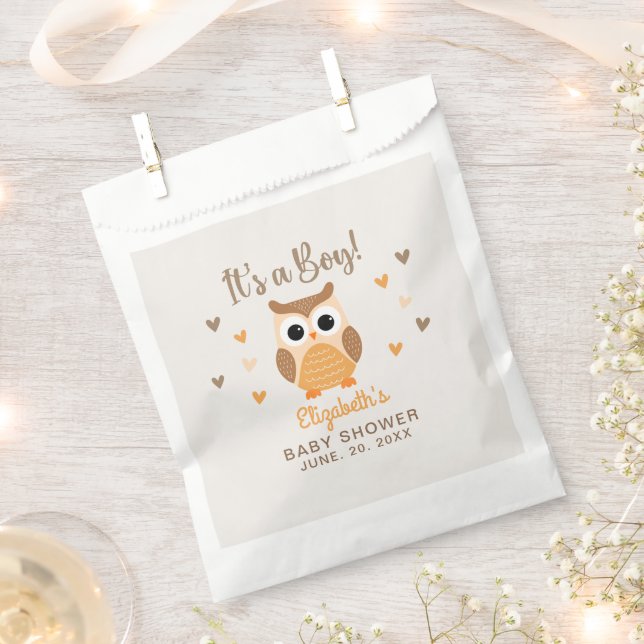 Sacolinha Cute Owl Baby Shower Boy Boho (Cortado)