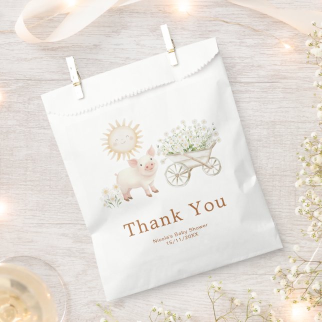 Sacolinha Cute Pig Wheelbarrow Baby Shower Baby Shower  (Cortado)