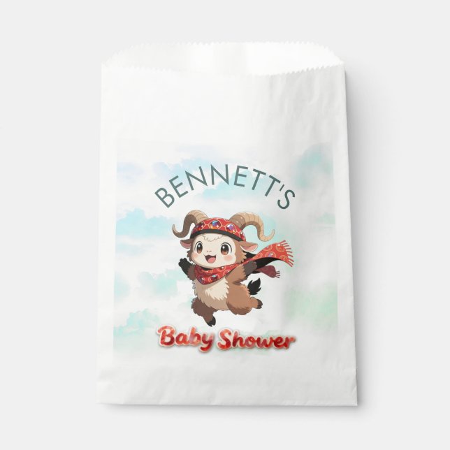Sacolinha Cute Ram Winter Baby Shower Favor Bag (Frente)