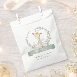 Sacolinha Cute Soft Safari Giraffe Floral Wreath Chá de fral