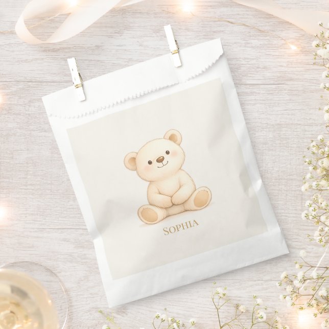 Sacolinha Cute Teddy Bear Baby Shower Personalized (Cortado)
