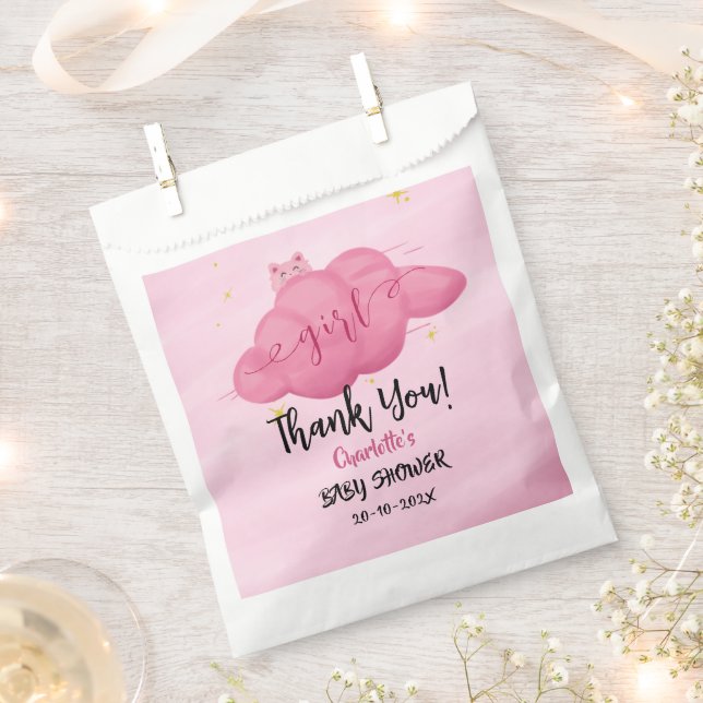 Sacolinha Cute Watercolor Cloud Baby Girl Shower (Cortado)