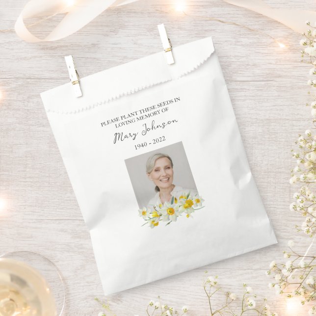 Sacolinha Daffodil Seed Packet Memorial Funeral Favor Bag (Cortado)