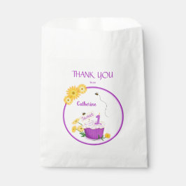 Sacolinha Daisy Yellow e Purple Floral primeiro aniversario