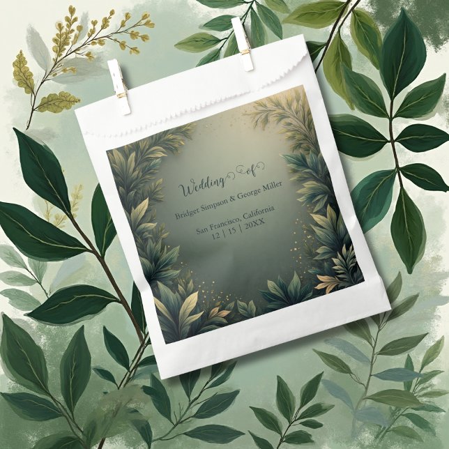 Sacolinha dark green elegant nature wedding (Criador carregado)