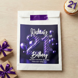 Sacolinha Dark Purple Metallic Balloons 21st Birthday Party